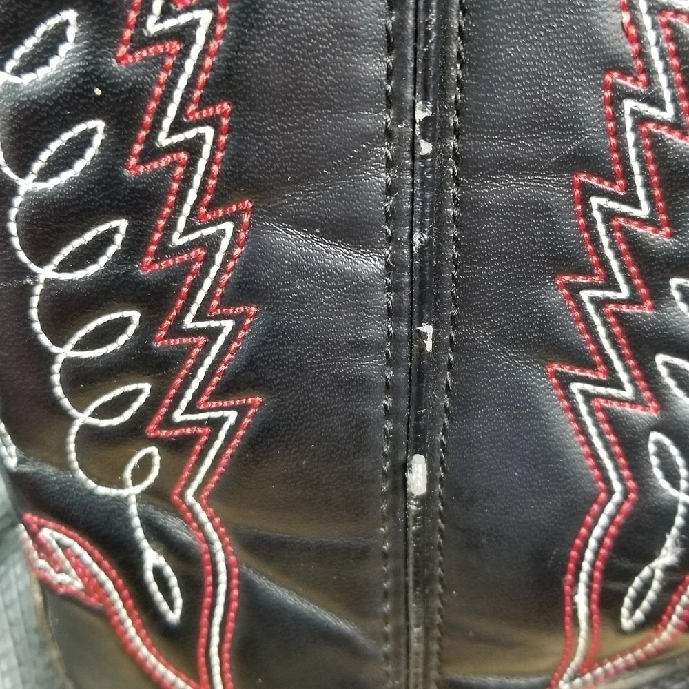Durango Cowboy Boots Kids Size 5.5 D Lizard Print Black Western Festival Stitch